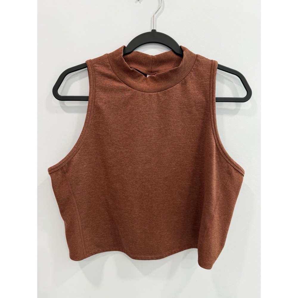 Old Navy Cozecore Rust Mock Neck Top XL Soft Stretch Casual Minimalist Tee